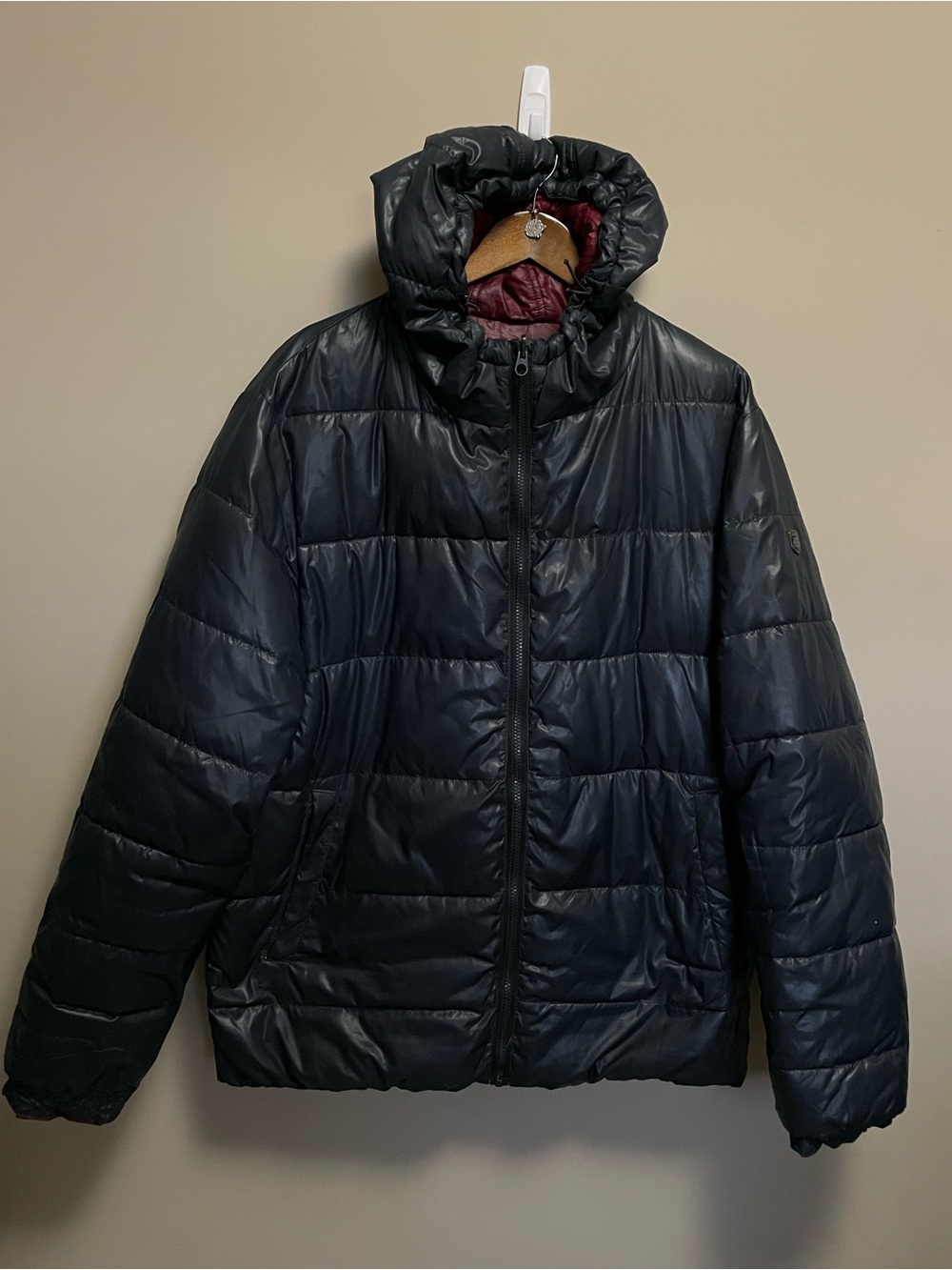 Point Zero Charcoal Grey & Burgundy Reversible Puffer Jacket Men’s XL